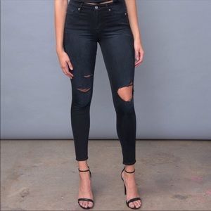 Good American black distressed jeans